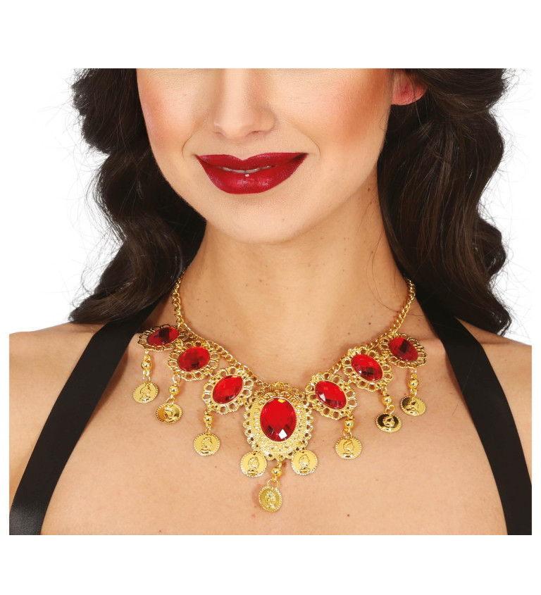 Náhrdelník - s červenými rubíny