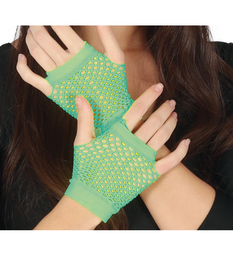 Síťované rukavice - neonově zelené