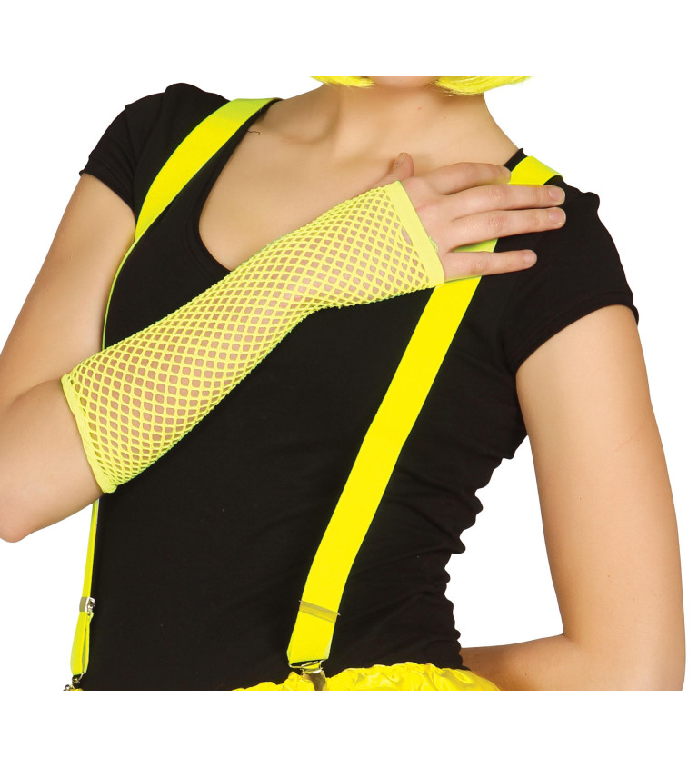 Síťovaná rukavice - neonově žlutá