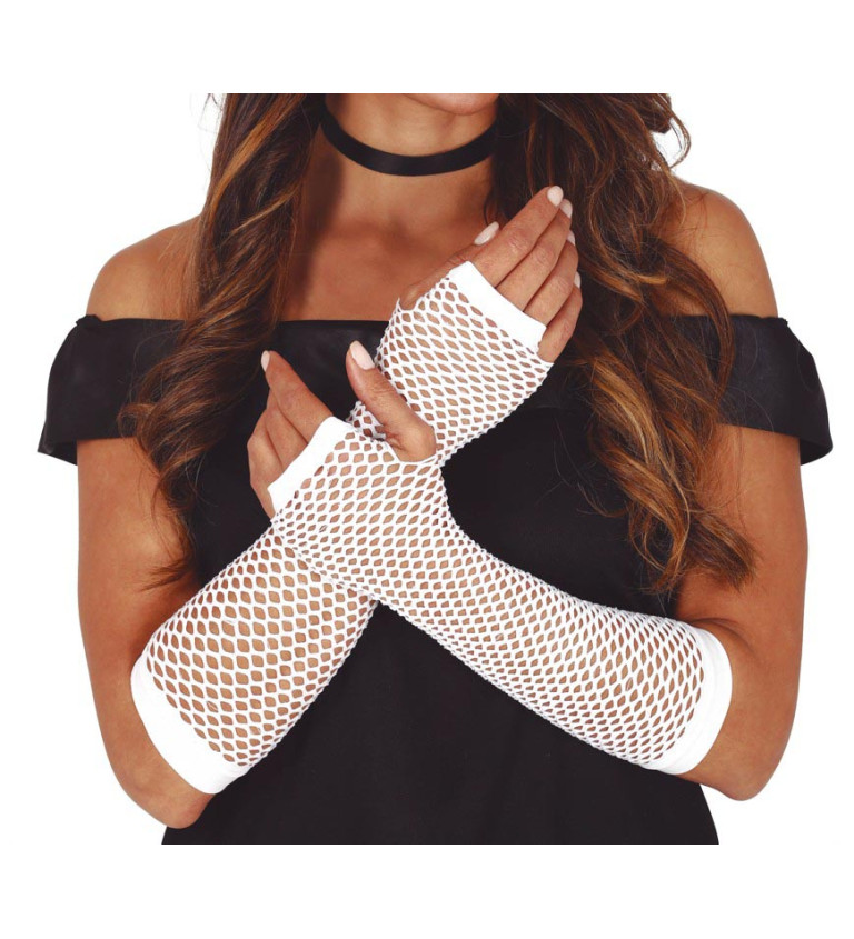 Síťované rukavice - bílé