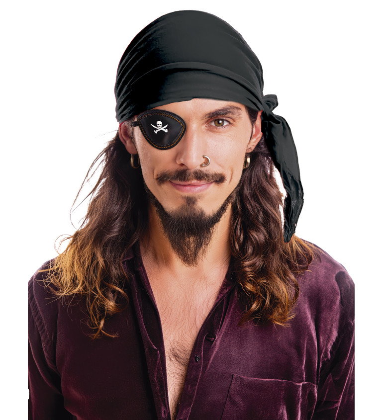 Sametový pirátský šátek - černý