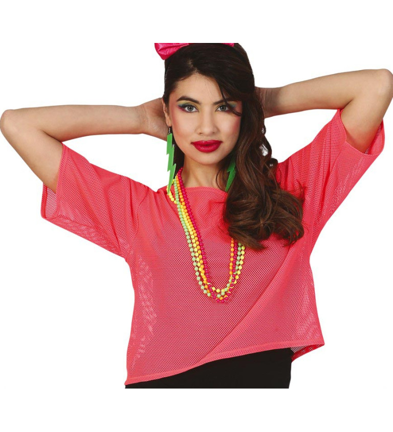 Neonově růžové - síťované tričko