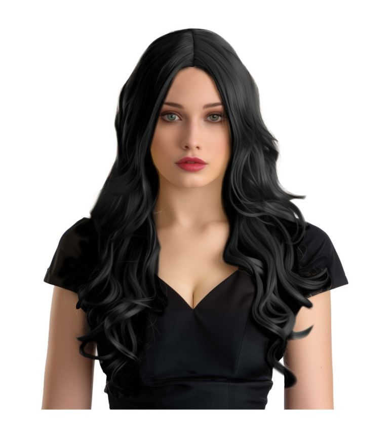 Paruka dámská vlnitá Hollywood, černá