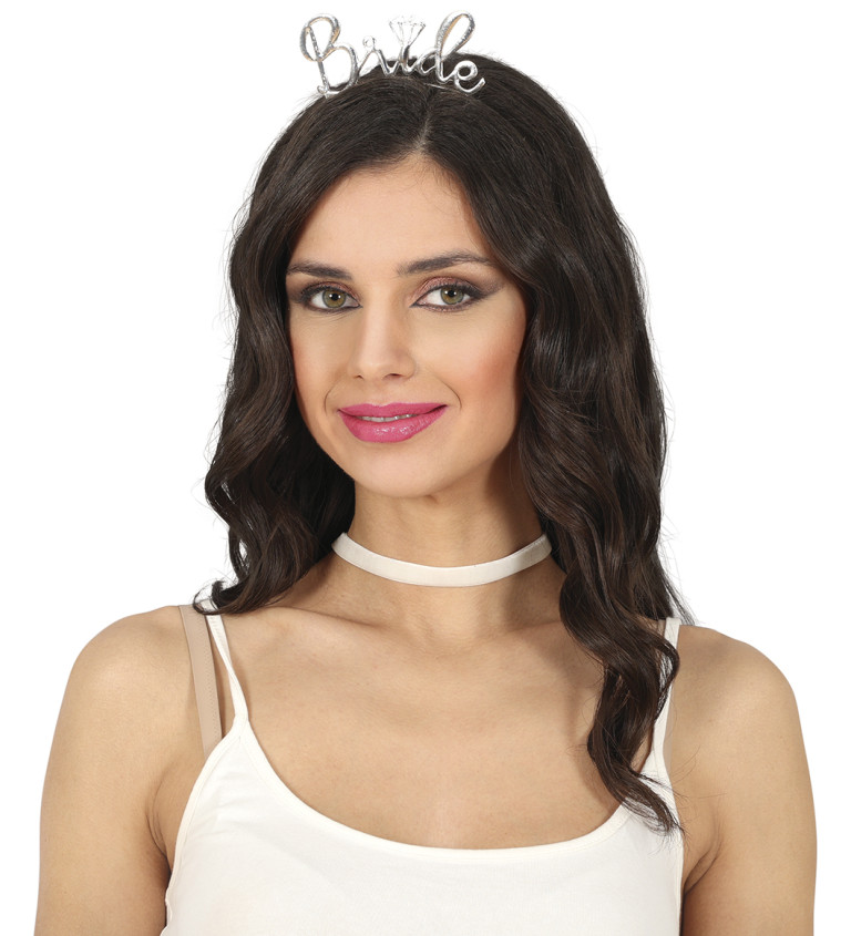 Kovová čelenka - Bride stříbrná