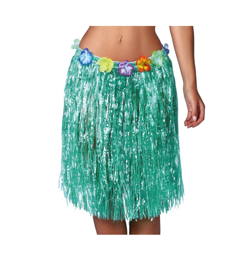 Havajská sukně s květy - zelená