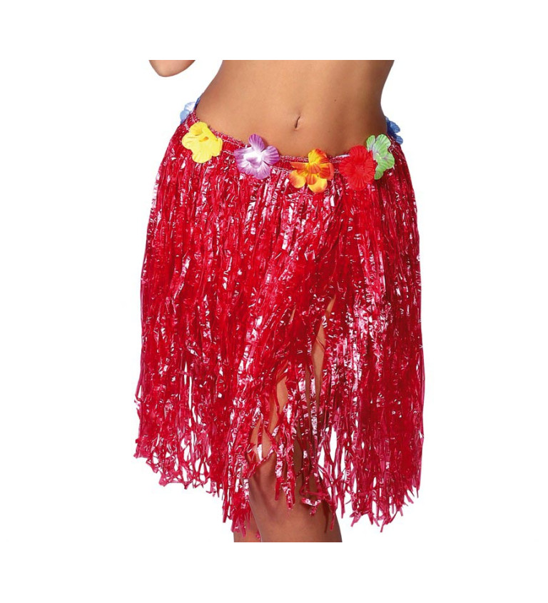 Havajská sukně s květy - červená