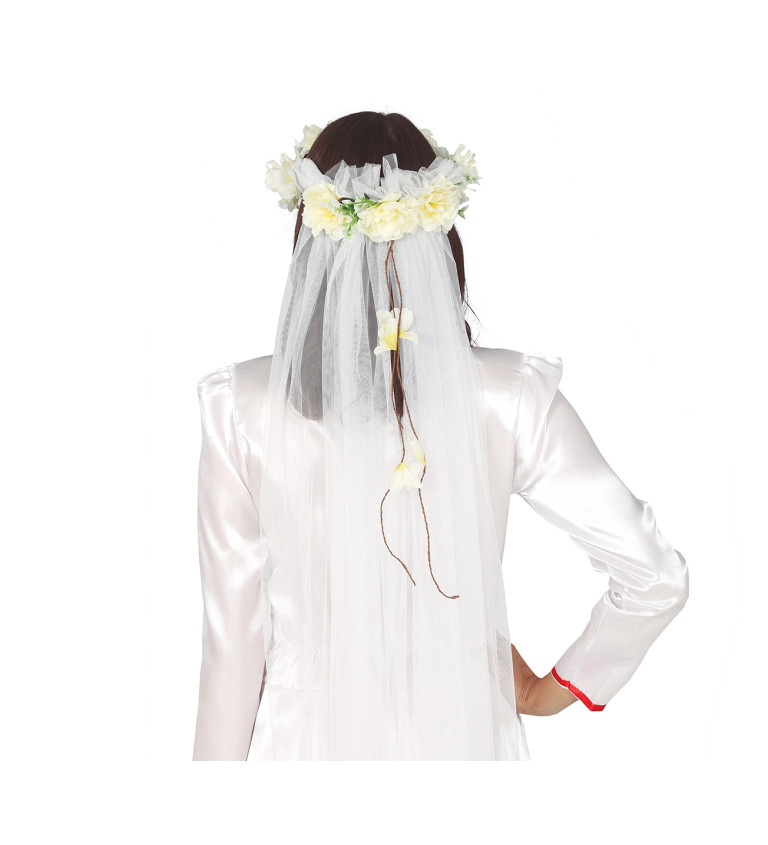 Tiára - se závojem a květinami