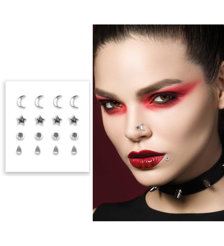 Stříbrné kamínky na obličej