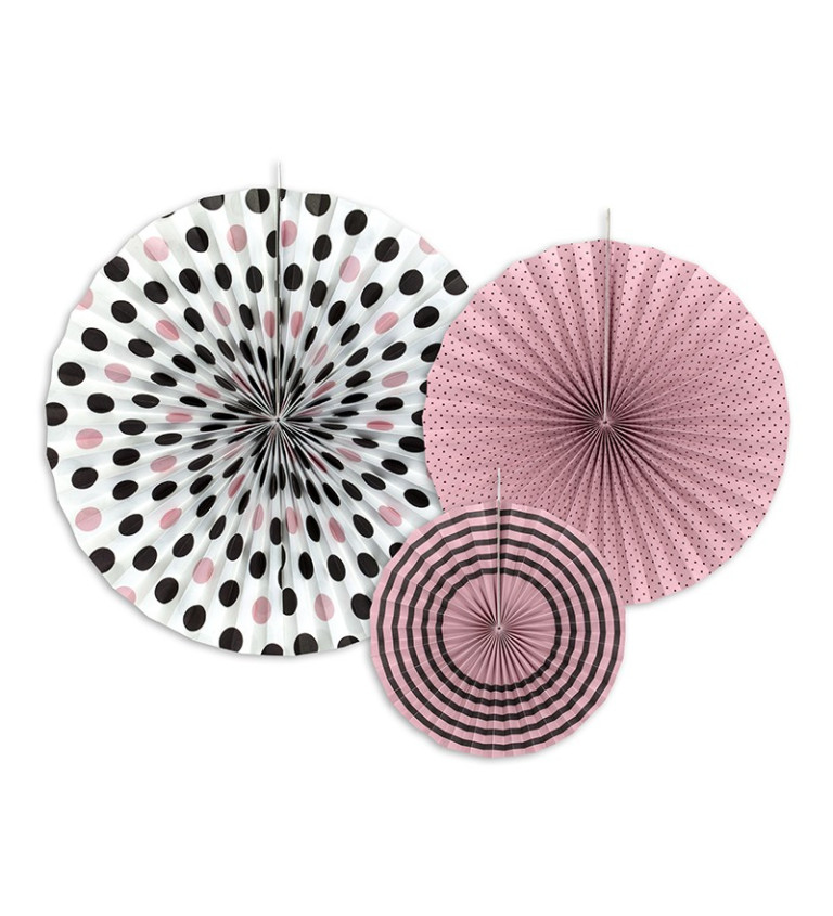 Papírová rozeta - Světle růžová, 3 ks