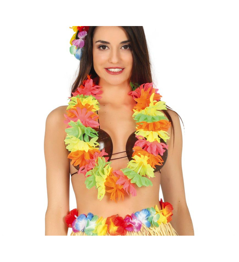 Havajský věnec - světle barevné květy