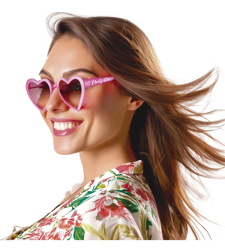 Sluneční brýle - růžová srdíčka
