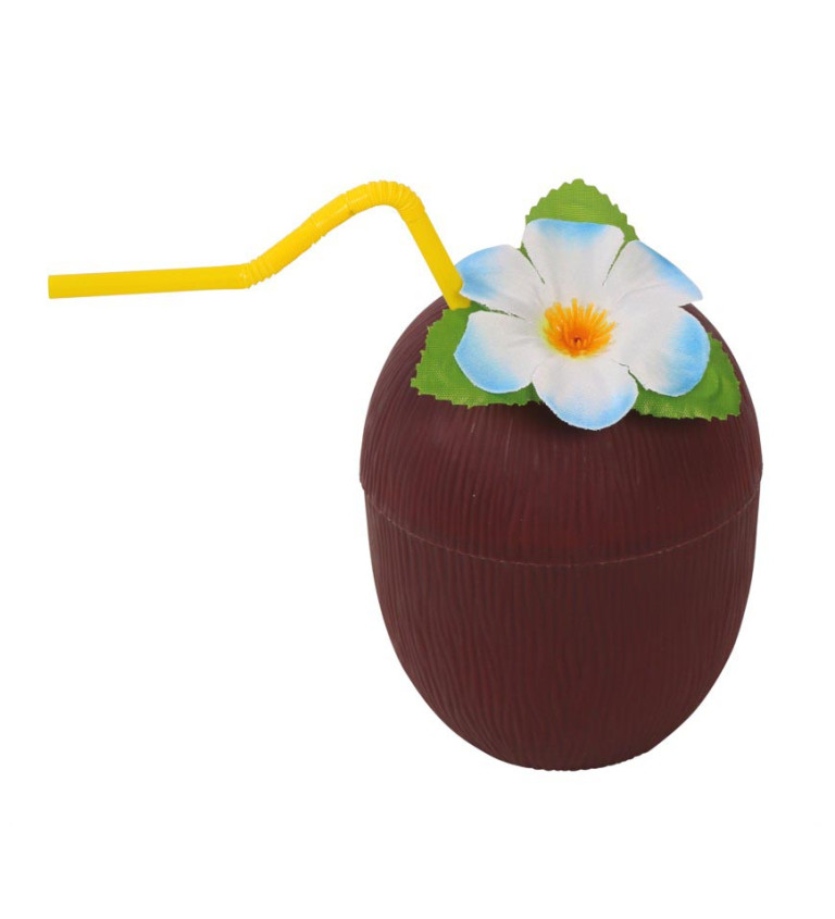 Kokosový pohár s brčkem