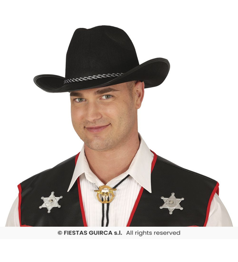 Klobouk - Černý plstěný kovbojský