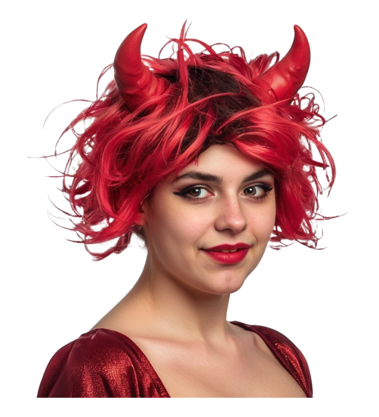 Dámská paruka - ďáblice s rohy