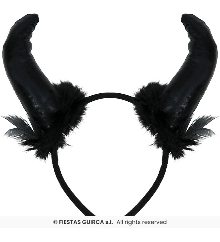 Čelenka s rohy ďábla a peřím